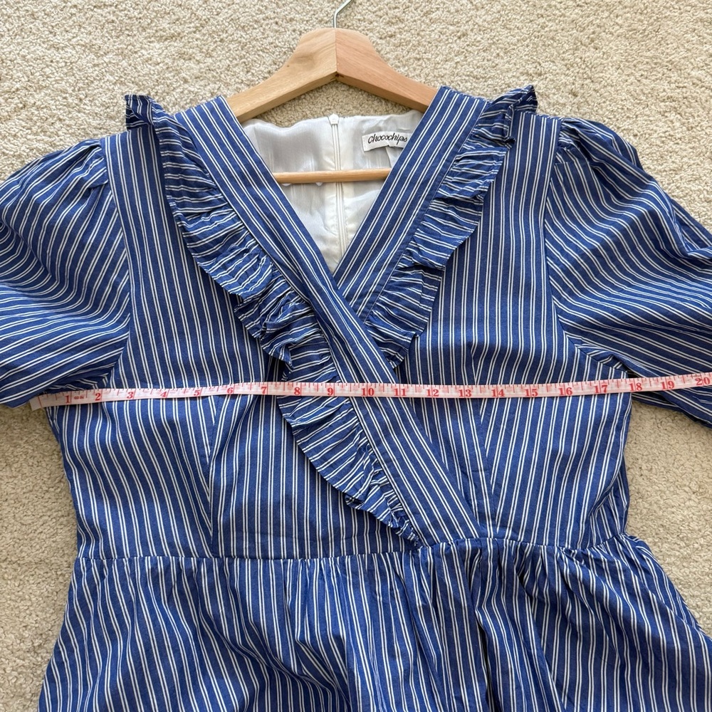 Blue Striped Ruffle Dress - Picture 4 of 5